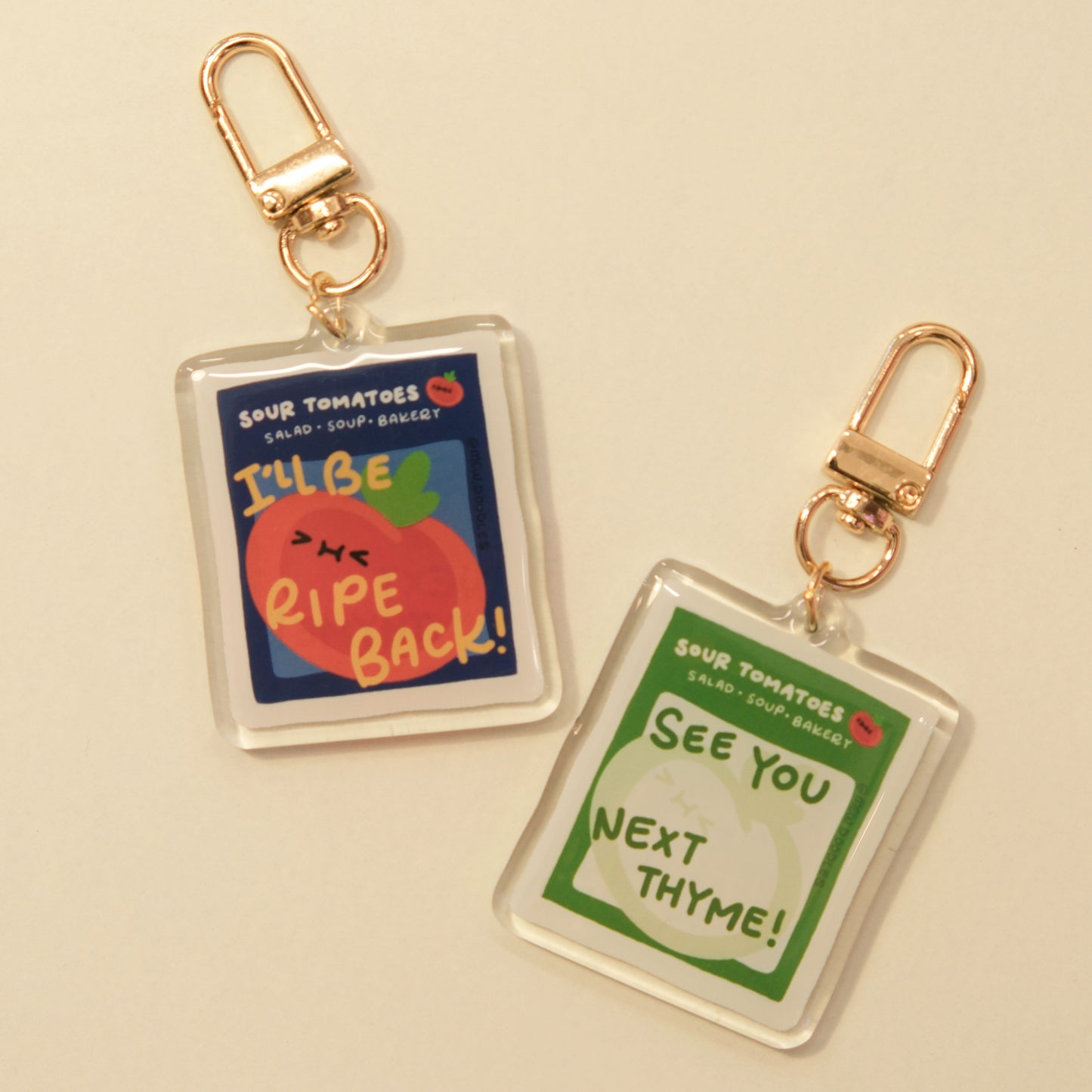 Sour Tomatoes Salad Soup Bakery Buffet Reversible Keychain