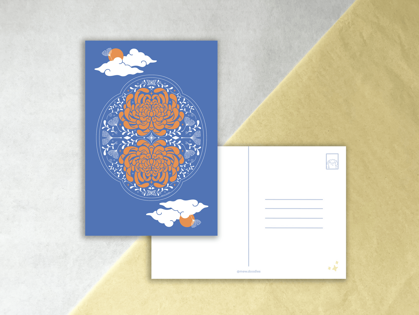 Chrysanthemum Mirror Mini Print Postcard