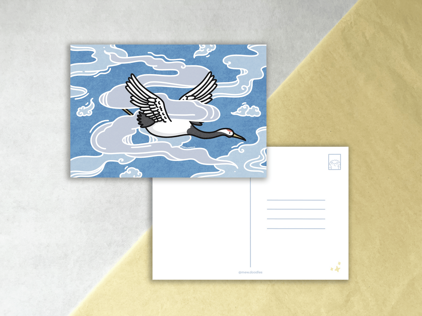 Cranes & Clouds Mini Print Postcard