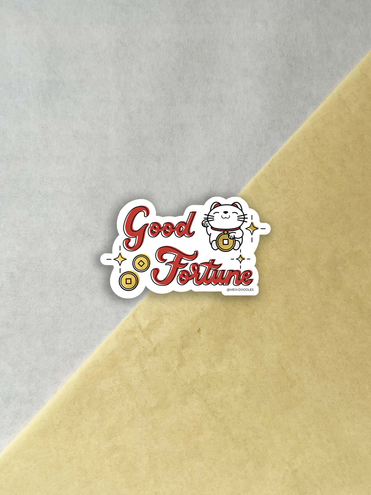 Good Fortune Glossy Gold Metallic Vinyl Sticker