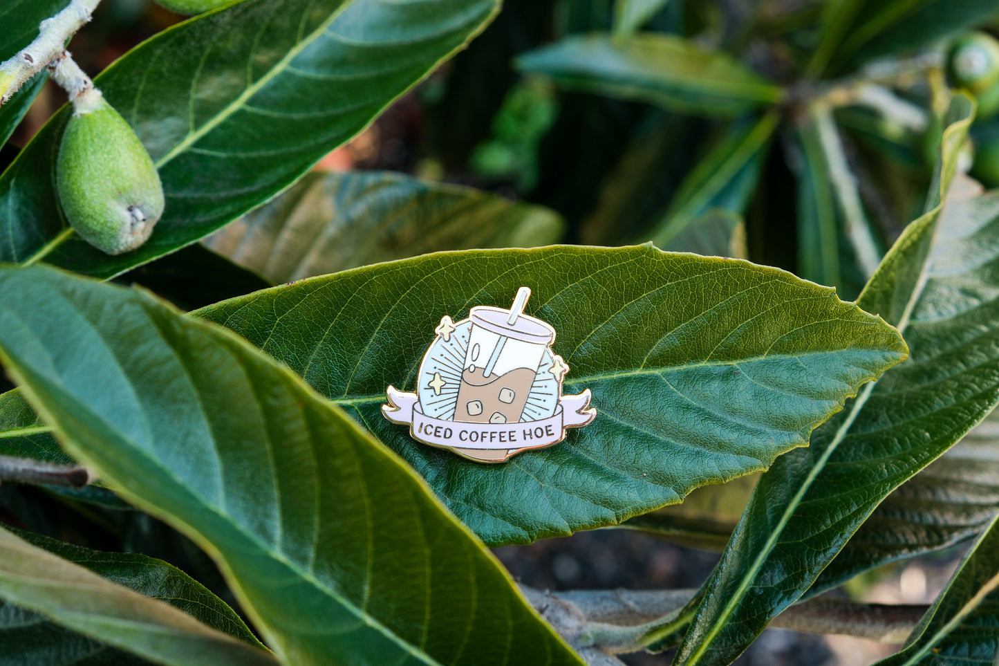 Iced Coffee Hoe Enamel Pin