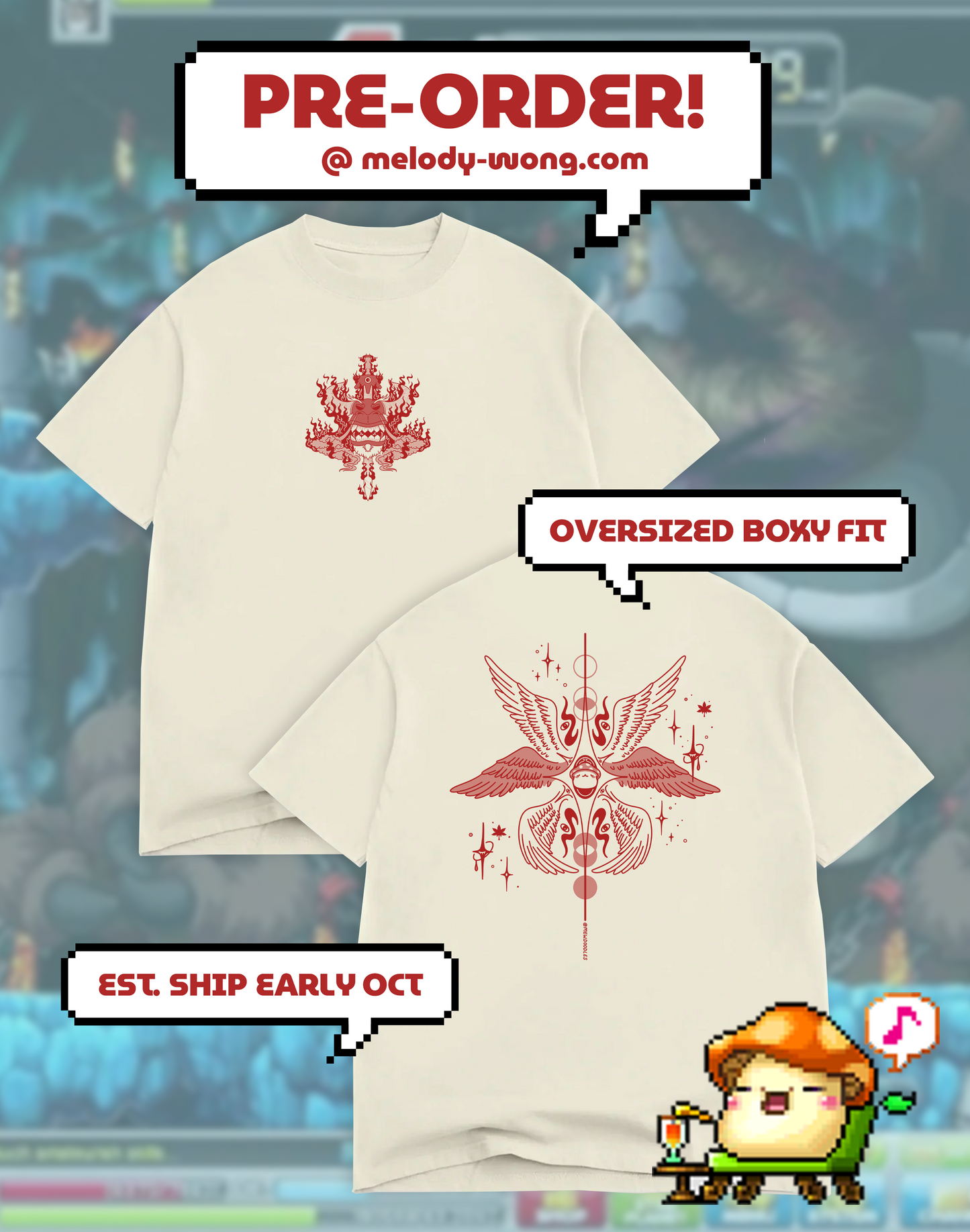 [PRE-ORDER] Happy Mapling Front & Back Design Oversized Boxy T-Shirt