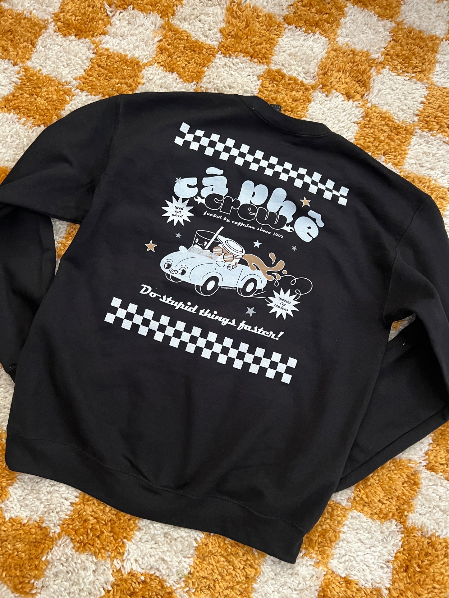 [PREORDER - shipping mid October] Cà Phê Crew Front, Back, and Sleeve Design Unisex Crew Neck