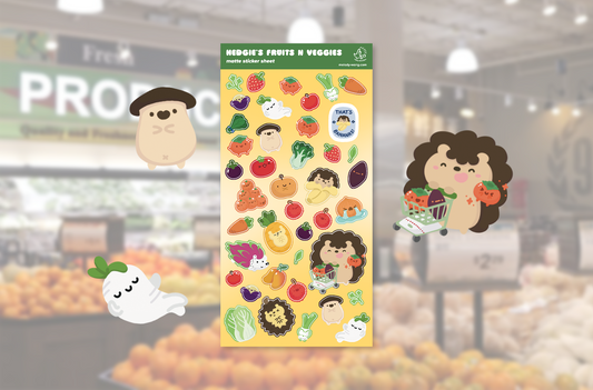 Hedgie's Fruits n' Veggies Matte Sticker Sheet